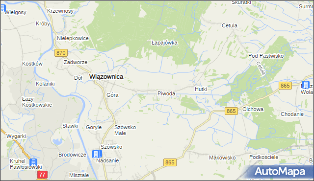 mapa Piwoda, Piwoda na mapie Targeo