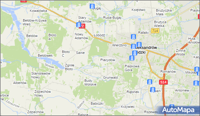 mapa Placydów, Placydów na mapie Targeo