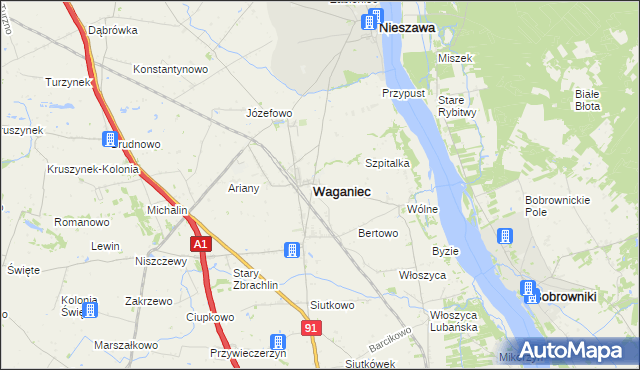 mapa Plebanka gmina Waganiec, Plebanka gmina Waganiec na mapie Targeo