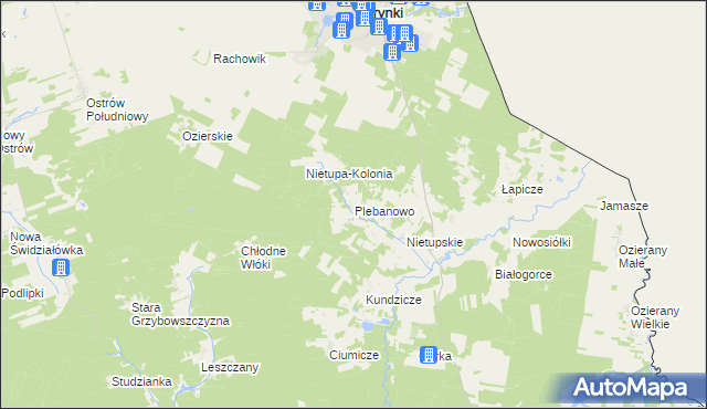 mapa Plebanowo, Plebanowo na mapie Targeo