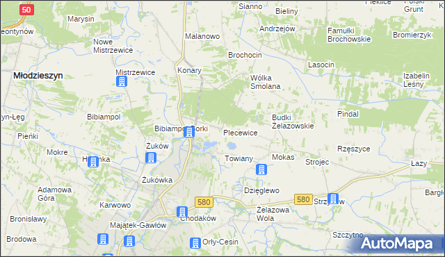 mapa Plecewice, Plecewice na mapie Targeo