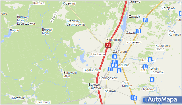 mapa Płochocin gmina Warlubie, Płochocin gmina Warlubie na mapie Targeo