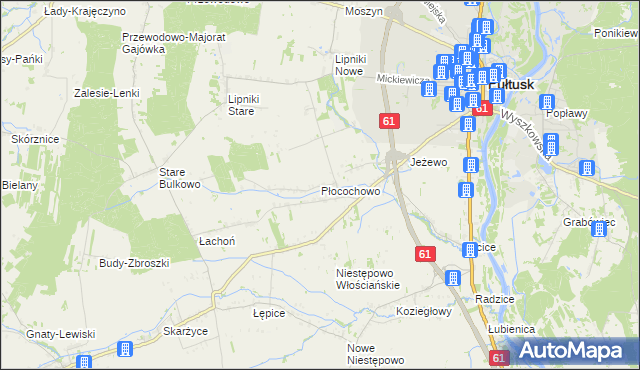 mapa Płocochowo, Płocochowo na mapie Targeo