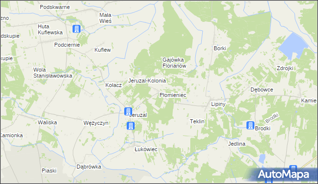 mapa Płomieniec, Płomieniec na mapie Targeo