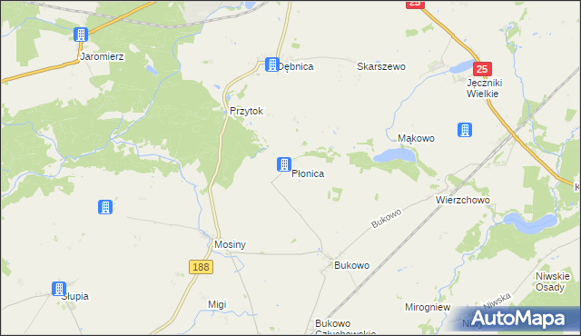 mapa Płonica gmina Człuchów, Płonica gmina Człuchów na mapie Targeo
