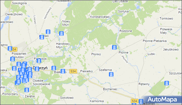 mapa Płonko, Płonko na mapie Targeo