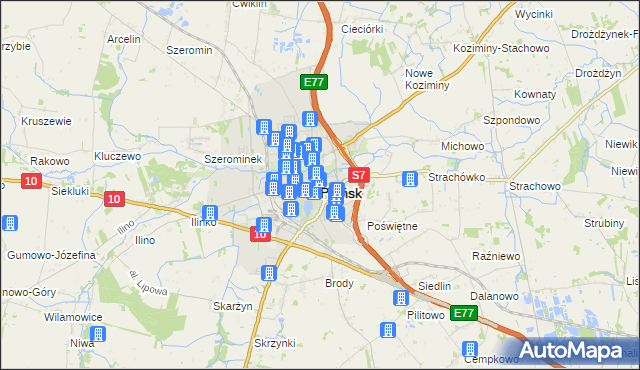 mapa Płońsk, Płońsk na mapie Targeo