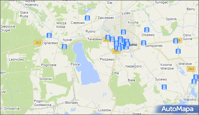 mapa Płoszewo, Płoszewo na mapie Targeo