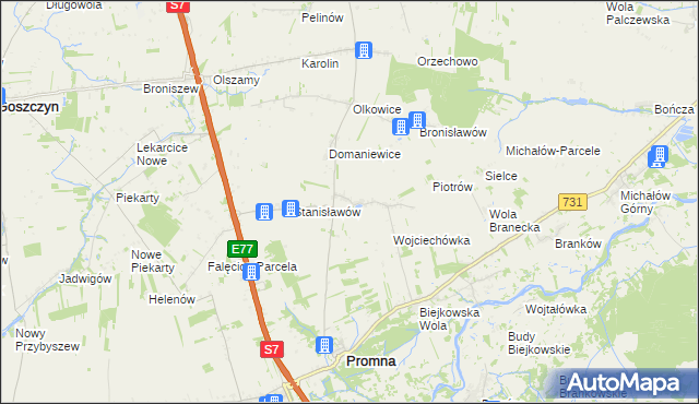 mapa Pnie gmina Promna, Pnie gmina Promna na mapie Targeo