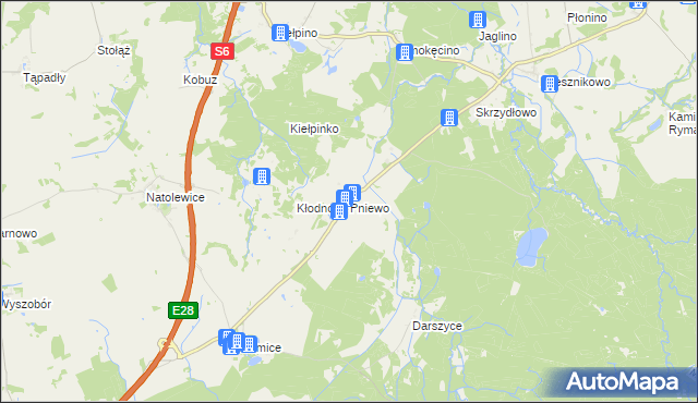 mapa Pniewo gmina Płoty, Pniewo gmina Płoty na mapie Targeo