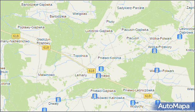 mapa Pniewo-Kolonia, Pniewo-Kolonia na mapie Targeo