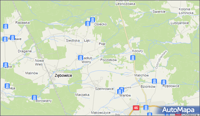 mapa Poczołków, Poczołków na mapie Targeo