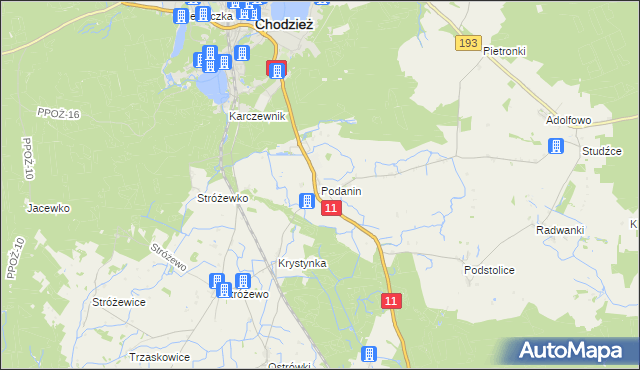 mapa Podanin, Podanin na mapie Targeo