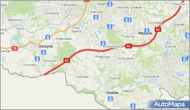 mapa Podbucze gmina Godów, Podbucze gmina Godów na mapie Targeo