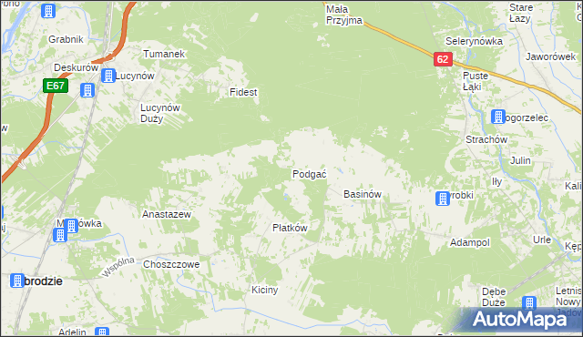 mapa Podgać gmina Zabrodzie, Podgać gmina Zabrodzie na mapie Targeo