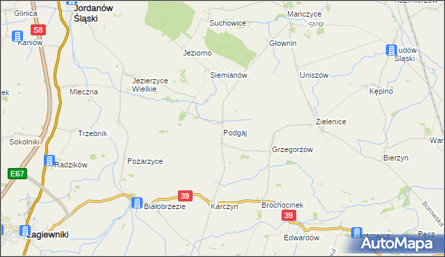 mapa Podgaj gmina Kondratowice, Podgaj gmina Kondratowice na mapie Targeo