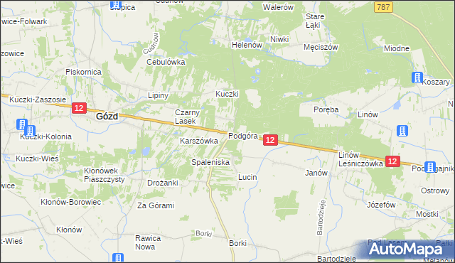 mapa Podgóra gmina Gózd, Podgóra gmina Gózd na mapie Targeo