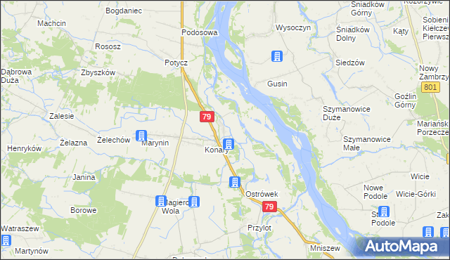 mapa Podgórzyce gmina Warka, Podgórzyce gmina Warka na mapie Targeo