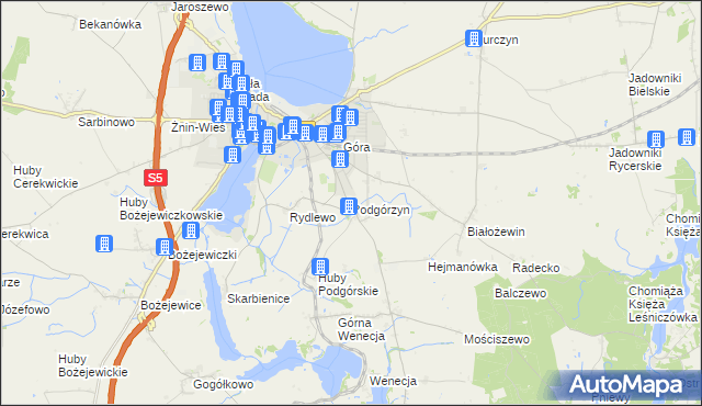 mapa Podgórzyn gmina Żnin, Podgórzyn gmina Żnin na mapie Targeo