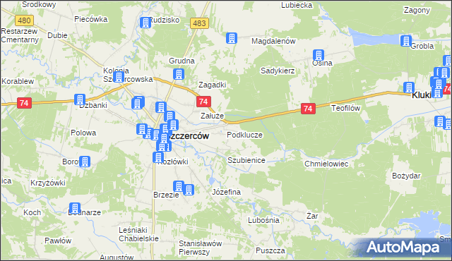mapa Podklucze, Podklucze na mapie Targeo
