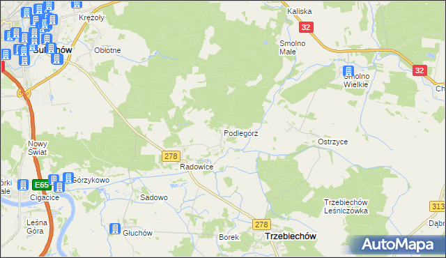 mapa Podlegórz, Podlegórz na mapie Targeo