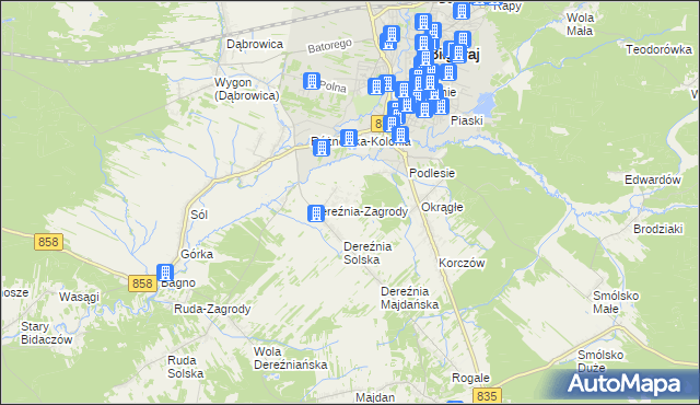 mapa Podlesie gmina Biłgoraj, Podlesie gmina Biłgoraj na mapie Targeo