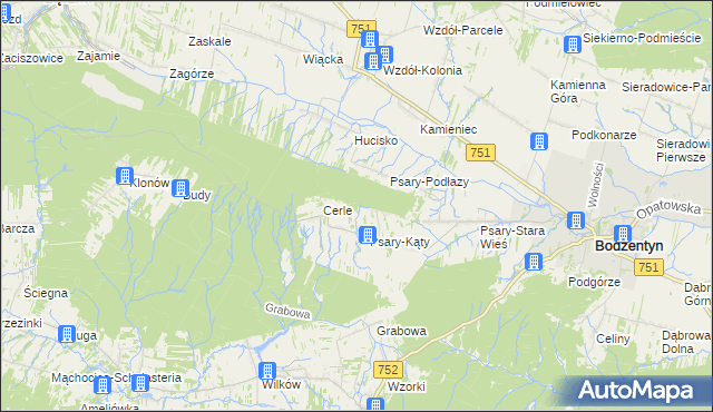 mapa Podlesie gmina Bodzentyn, Podlesie gmina Bodzentyn na mapie Targeo