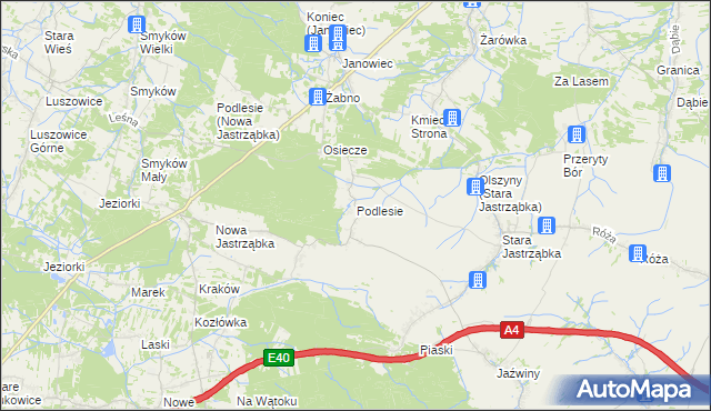 mapa Podlesie gmina Czarna, Podlesie gmina Czarna na mapie Targeo
