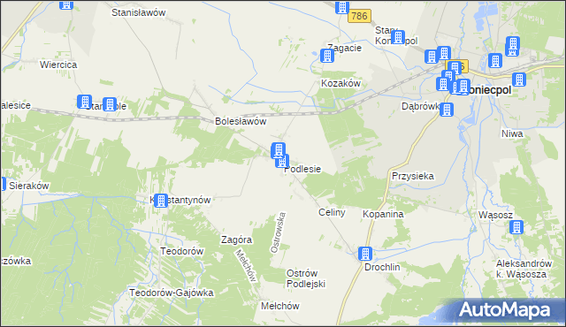 mapa Podlesie gmina Lelów, Podlesie gmina Lelów na mapie Targeo