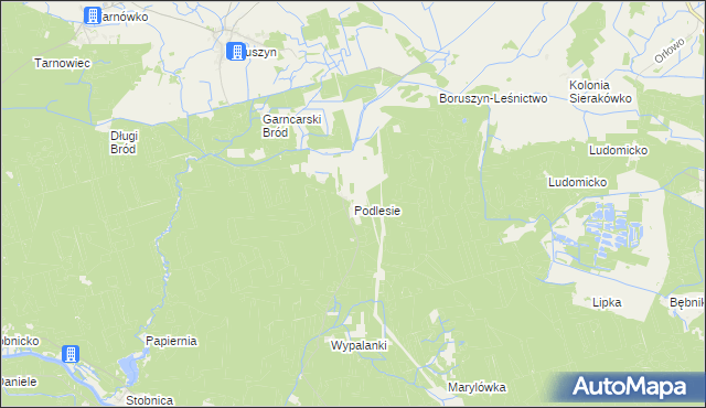 mapa Podlesie gmina Oborniki, Podlesie gmina Oborniki na mapie Targeo