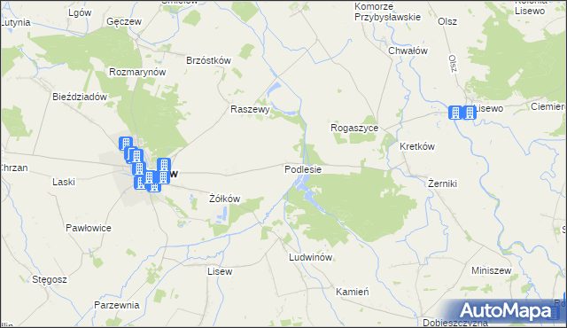 mapa Podlesie gmina Żerków, Podlesie gmina Żerków na mapie Targeo