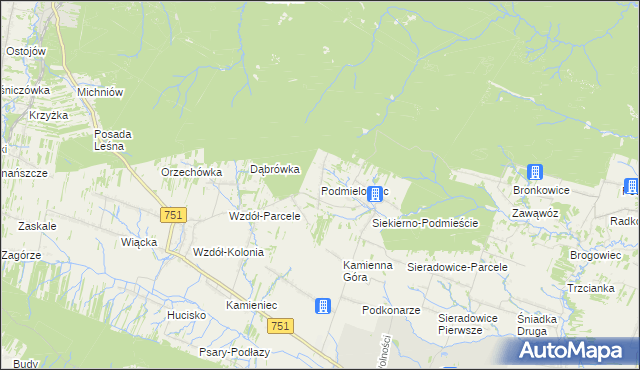 mapa Podmielowiec, Podmielowiec na mapie Targeo