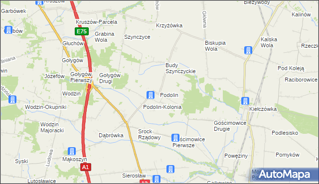 mapa Podolin gmina Moszczenica, Podolin gmina Moszczenica na mapie Targeo