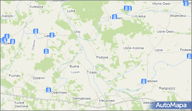 mapa Podosie gmina Miastkowo, Podosie gmina Miastkowo na mapie Targeo