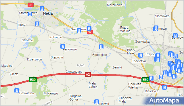 mapa Podstolice gmina Nekla, Podstolice gmina Nekla na mapie Targeo