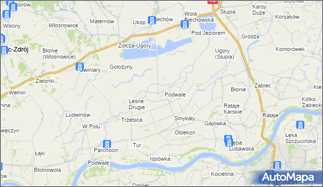 mapa Podwale gmina Pacanów, Podwale gmina Pacanów na mapie Targeo