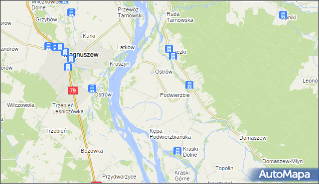 mapa Podwierzbie gmina Maciejowice, Podwierzbie gmina Maciejowice na mapie Targeo