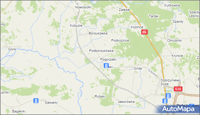 mapa Pogorzałki gmina Dobrzyniewo Duże, Pogorzałki gmina Dobrzyniewo Duże na mapie Targeo