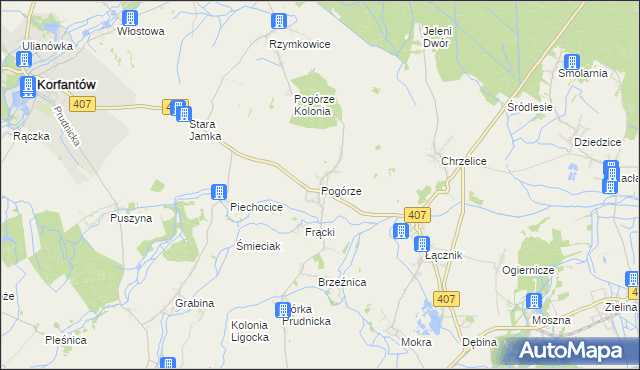mapa Pogórze gmina Biała, Pogórze gmina Biała na mapie Targeo