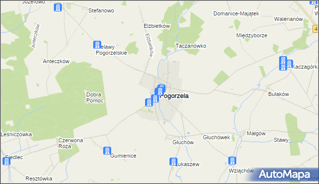 mapa Pogorzela powiat gostyński, Pogorzela powiat gostyński na mapie Targeo