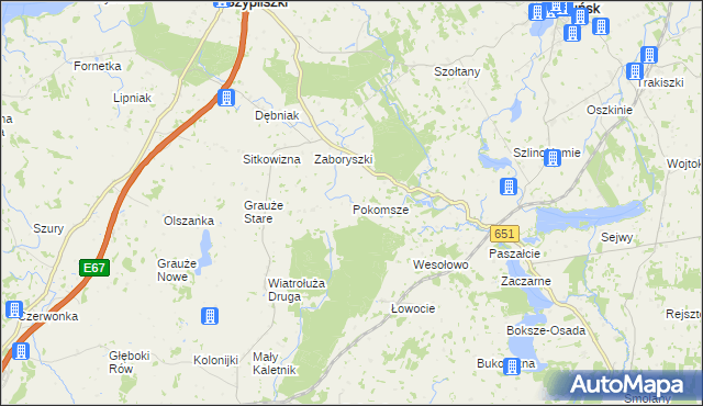 mapa Pokomsze, Pokomsze na mapie Targeo