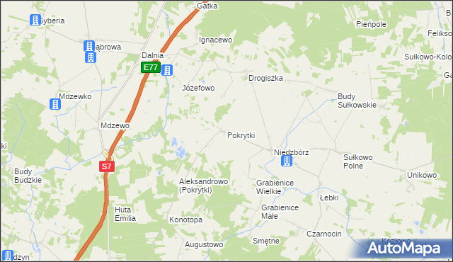 mapa Pokrytki, Pokrytki na mapie Targeo