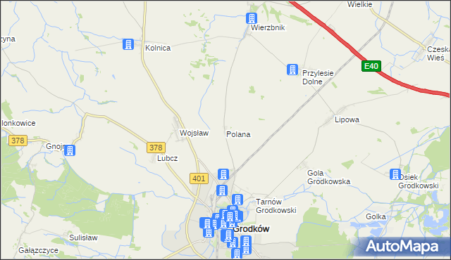 mapa Polana gmina Grodków, Polana gmina Grodków na mapie Targeo