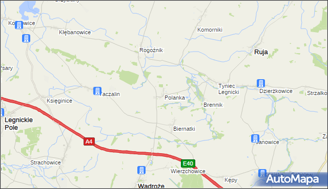 mapa Polanka gmina Ruja, Polanka gmina Ruja na mapie Targeo