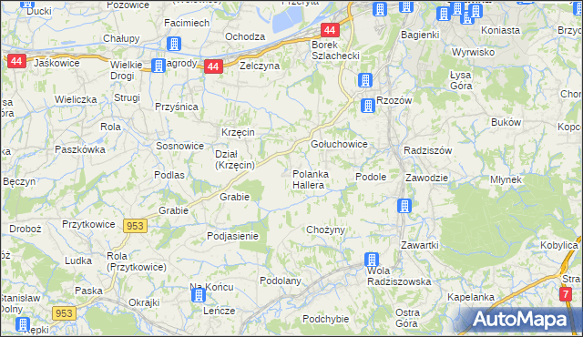 mapa Polanka Hallera, Polanka Hallera na mapie Targeo