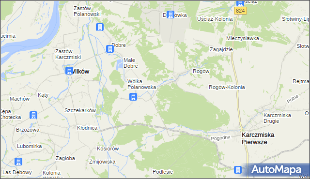 mapa Polanówka gmina Wilków, Polanówka gmina Wilków na mapie Targeo