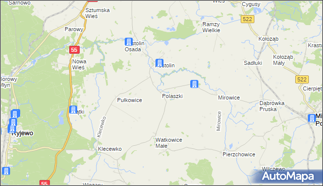 mapa Polaszki, Polaszki na mapie Targeo