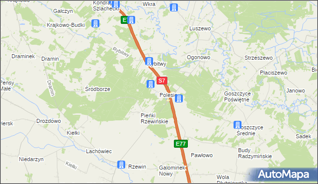 mapa Polesie gmina Baboszewo, Polesie gmina Baboszewo na mapie Targeo