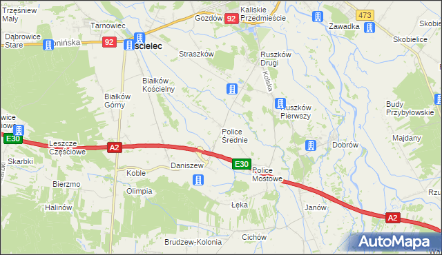 mapa Police Średnie, Police Średnie na mapie Targeo