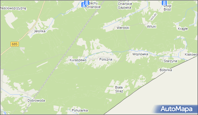 mapa Policzna gmina Kleszczele, Policzna gmina Kleszczele na mapie Targeo